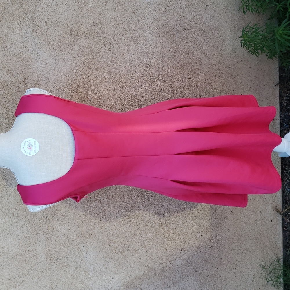 Boston Proper pink scuba fit and flare forget me knot dress - Picture 7 of 12
